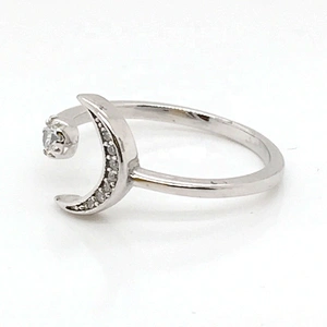 Glamour star and moon antique silver ring and sterling silver