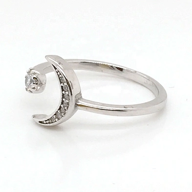 Glamour star and moon antique silver ring and sterling silver