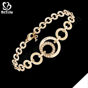 Circle design cz sterling silver gold plated bangle