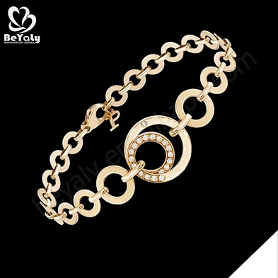 Circle design cz sterling silver gold plated bangle