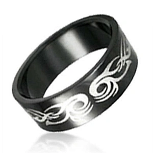 Black enamel environmental male stainless steel scripture rings