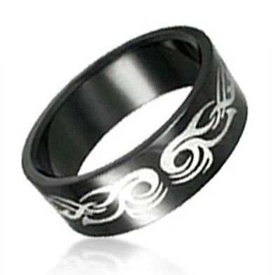 Black enamel environmental male stainless steel scripture rings