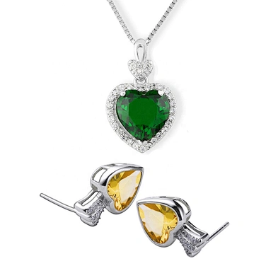 Fancy heart stone cubic zirconia women jewelry set