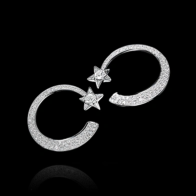 Lovely luxury tasteful fashion designer silver double c earrings