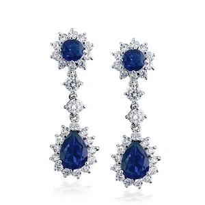 Flower jewellery cz fashion silver earring necklace set