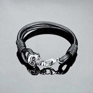 2019 fashion new trends men stainless steel leather bracelet