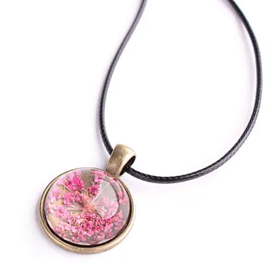 Dried real flower charm tree of life pendant necklace jewelry