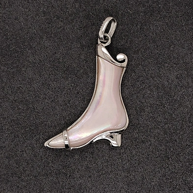 Lady'S Favor Party Collocation Mild Pink Shell High Heel Boots Silver Charm Pendant