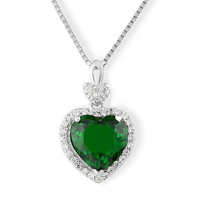 Cheap cz silver simple heart green zircon mom necklace