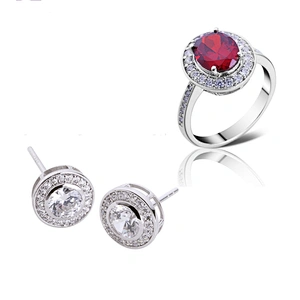 Classic Wedding Homme Costume Jewelry Sets 925 Sterling Silver Ring and Earrings