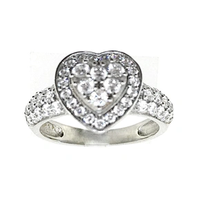 925 Sterling Silver Heart Shaped Zircon Ring Designs For Girls