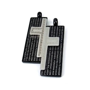 Stainless steel black enamel square custom stamped metal charms