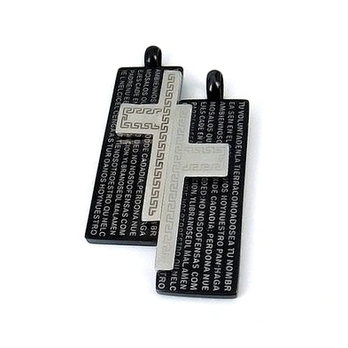 Stainless steel black enamel square custom stamped metal charms