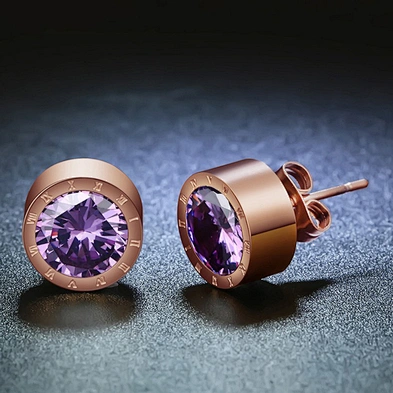 Single stone rose gold men's titanium stud earring