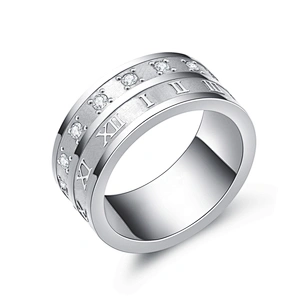 Mirror polished cz stainless steel band boys finger rings