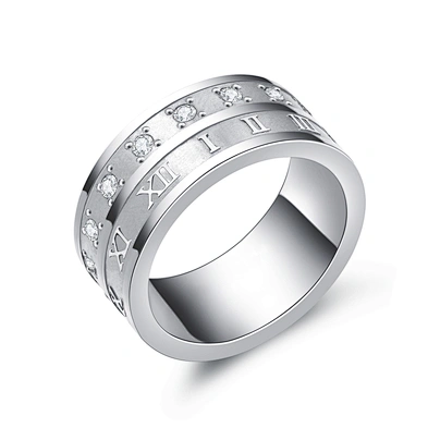 Mirror polished cz stainless steel band boys finger rings