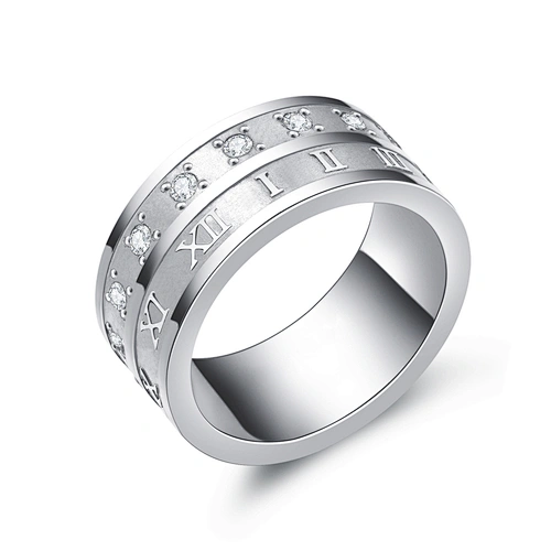 Mirror polished cz stainless steel band boys finger rings