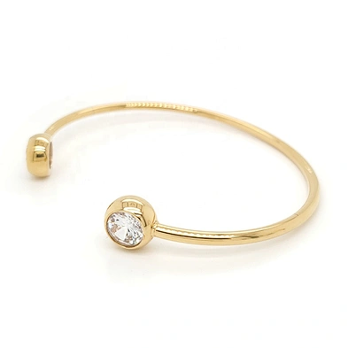 Wholesale simple design 18k gold plating cuff bangle gemstone bracelet unisex