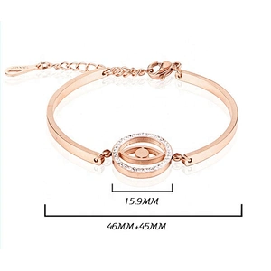 Rose gold 18k plated stainless steel adjustable lucky evil eyes bracelet
