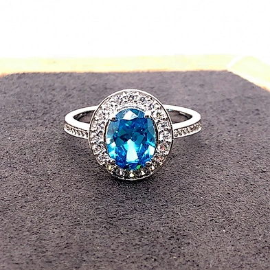 Blue Diamond Wedding Rings For Women, Silver 925 Rings Blue Topaz