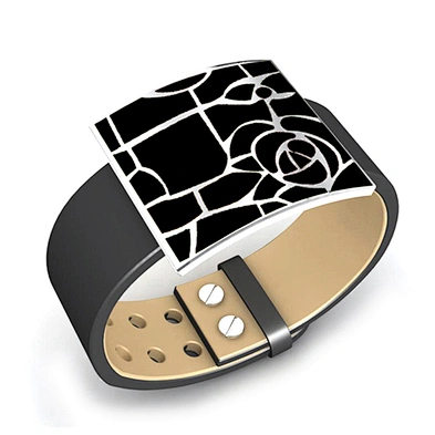Black tone alphabet design mens leather cuff bracelets