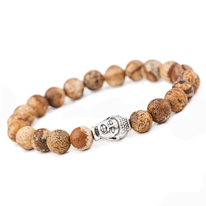 Simple style wooden beads chain design silver slide bracelet