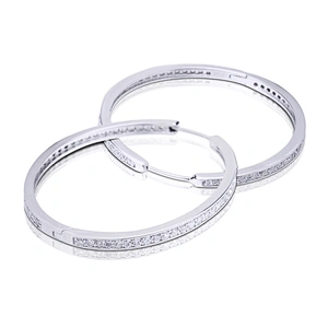 2019 latest model cz inlaid silver fashion hoop earrings