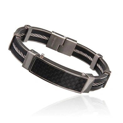 Stretch blank leather cuff bracelet with engrave metal plate