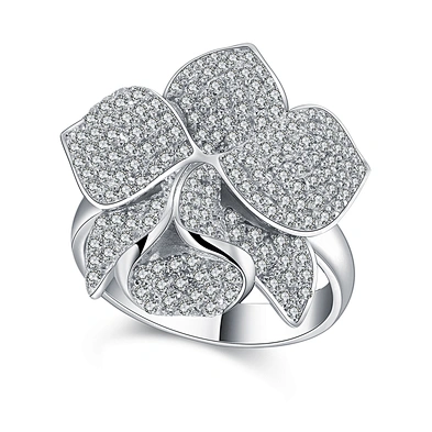 Gorgeous micro pave setting cz silver costume flower rings