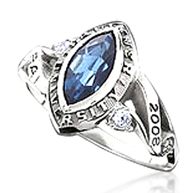 High school wholesale gold plated blue opal stone custom ring