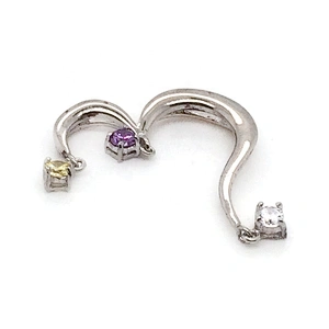 Brilliant Opening Heart Design Silver Jewelry Pendant With Three Color Zircon