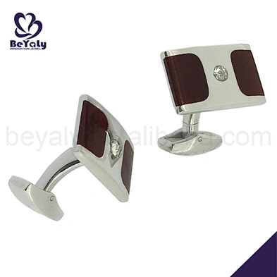 Rectangular shape red shell stainless steel cuff link