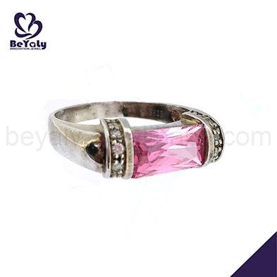 Cheap cz fashion silver stone pinky ring