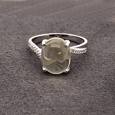 Sterling Silver Rhodium Plated Stone Rings, Semi Precious Stone Rings Women