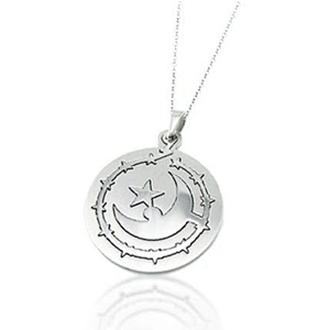 Round crescent moon pendant star necklace charm islamic jewelry