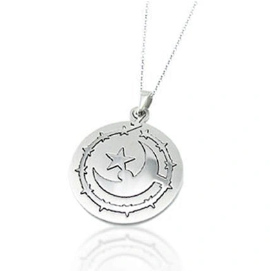 Round crescent moon pendant star necklace charm islamic jewelry