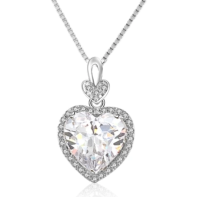 925 Silver Heart Shape Crystal Gemstone Loose Pink Sapphire Pendant
