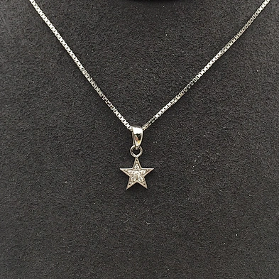 Classic Style Small Stone Star Shaped Charm Pendant Box Chain Necklace