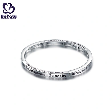 Good quality stainless steel engraved black letter bracelet