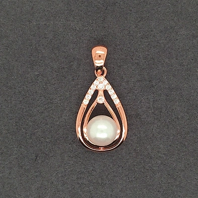 Wholesale Rose Gold Water Drop Design Cz Setting Pearl Silver Pendant Models
