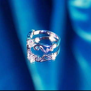 925 silver synthetic diamond angel wings engagement ring