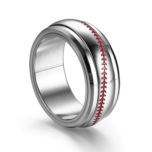 Unisex group sports stainless steel baseball ring silver color customized jewelry