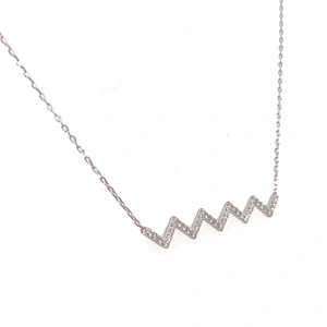 Custom Cz Full Pave Setting Silver Frequency Polygon Shape Design Necklace