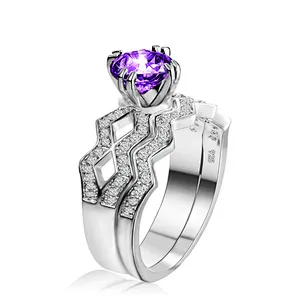 Good Anniversary Wave Design 925 Silver China Cz Rings For Couples
