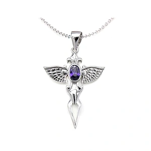 Wholesale silver cross mop black tourmaline pendant bulk sale