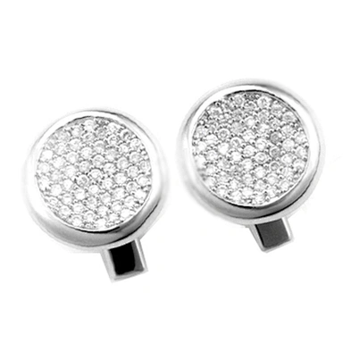 Round shape luxury silver artificial diamond cufflinks