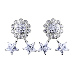 Pentagram star design cz flower tragus piercing jewelry earring