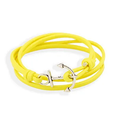 Stainless steel alloy leather custom made anchor hook bracelet men
