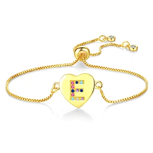 The new 26 letters pull adjustable bracelet, heart color zircon bracelet hot style female