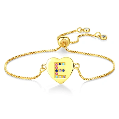 The new 26 letters pull adjustable bracelet, heart color zircon bracelet hot style female